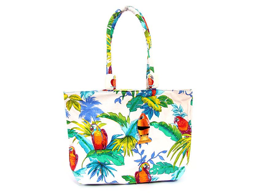 Wholesale Handbags #1265 Printed canvas beach Bag. Top zipper closing ...