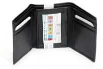 Carry your money in style. This is a genuine leather Tri-fold mens wallet. Hand-crafted lambskin leather double bill wallet is very soft to the touch. As this is genuine leather, please be aware that there will be some small creases and nicks in the leather but the wallet are all brand new. 
