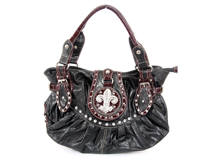 Wholesale Handbags #fd-1219-bk Fleur De Liz Handbag. Top zipper closing ...