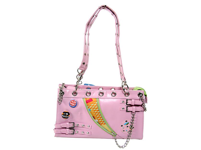Wholesale Handbags #hf-8130-pk PVC Trendy Bag. Top zipper closing.