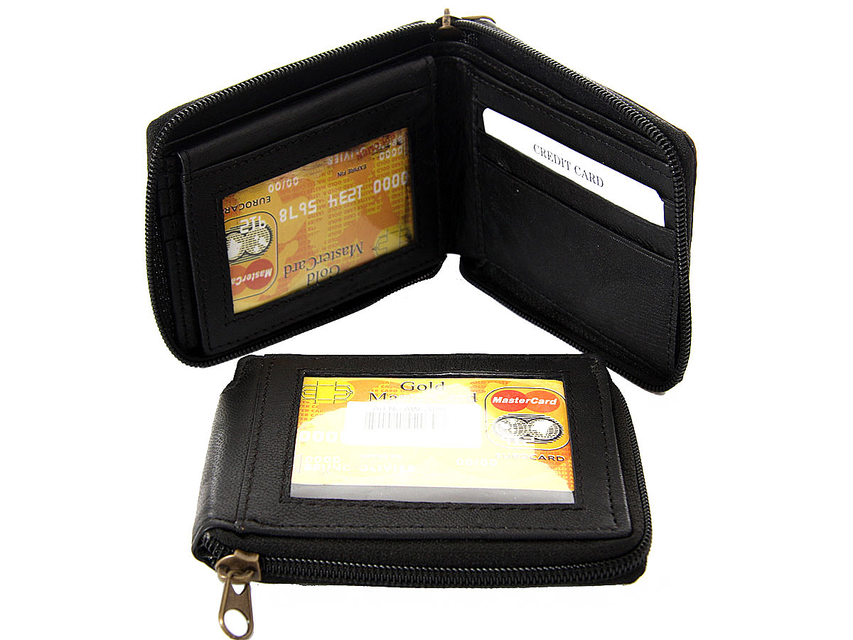Men's BiFold Double Bill Zip Around 6 Credit Card 3 ID Window