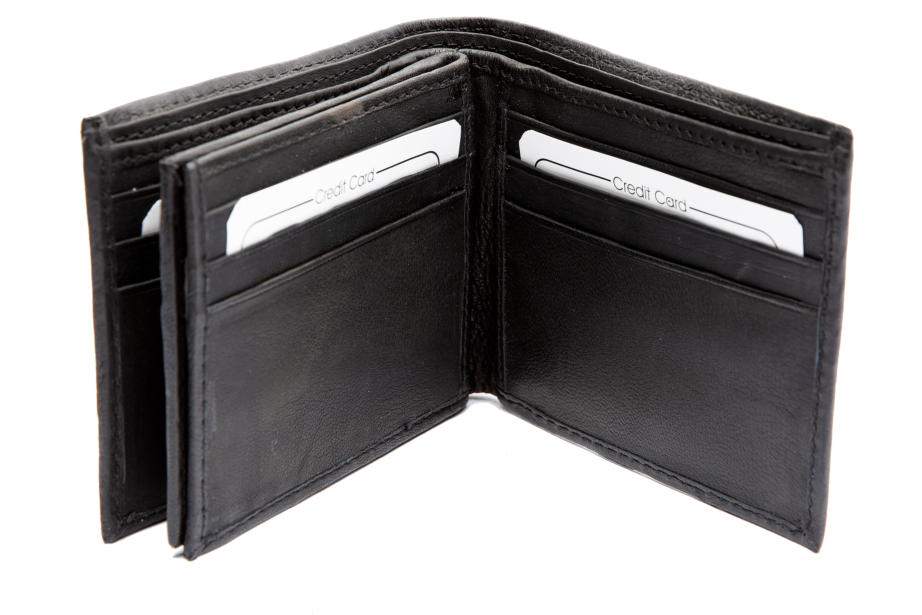 Leather Bifold 12 Credit Card Slot 2 ID Window Black Men's Wallet | eBay